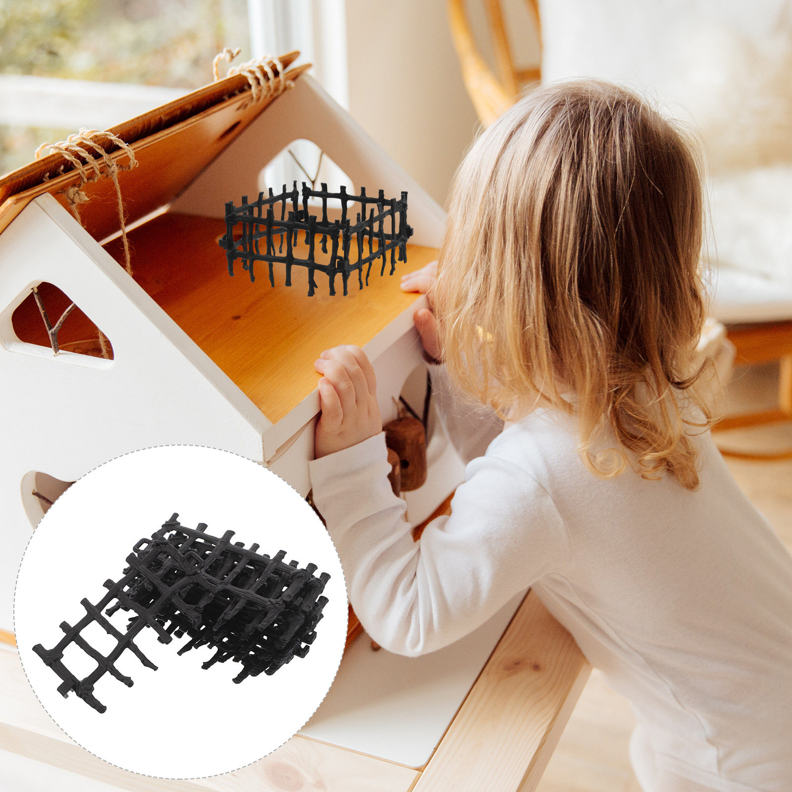 Kids Outdoor Doll House - 100Pcs Black Fence Panel Kids Outdoor