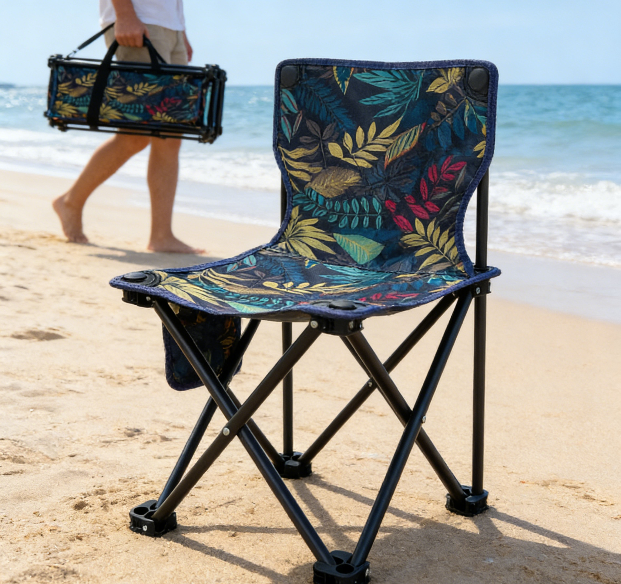 Kids Outdoor Bean Bag Chair - Portable Folding Stool Mini Camping Chair