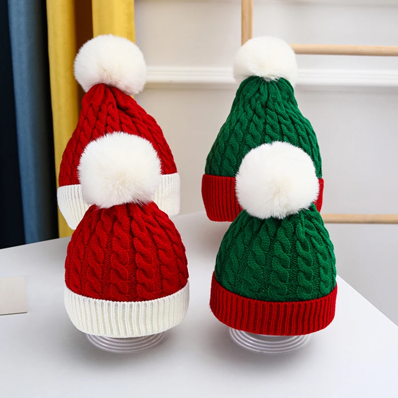 Kids Outdoor Xmas Gifts - Adult Kids Christmas Santa Wool Hat