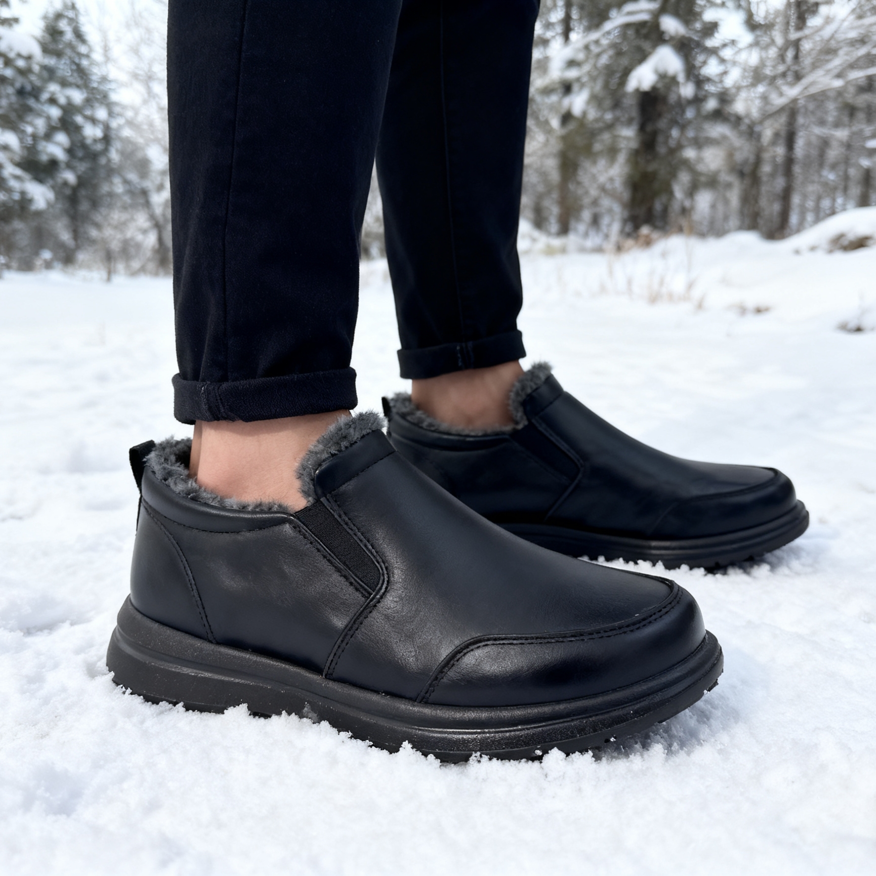 Kids Outdoor Shoes - Men's Faux Fur Lined Winter Ankle