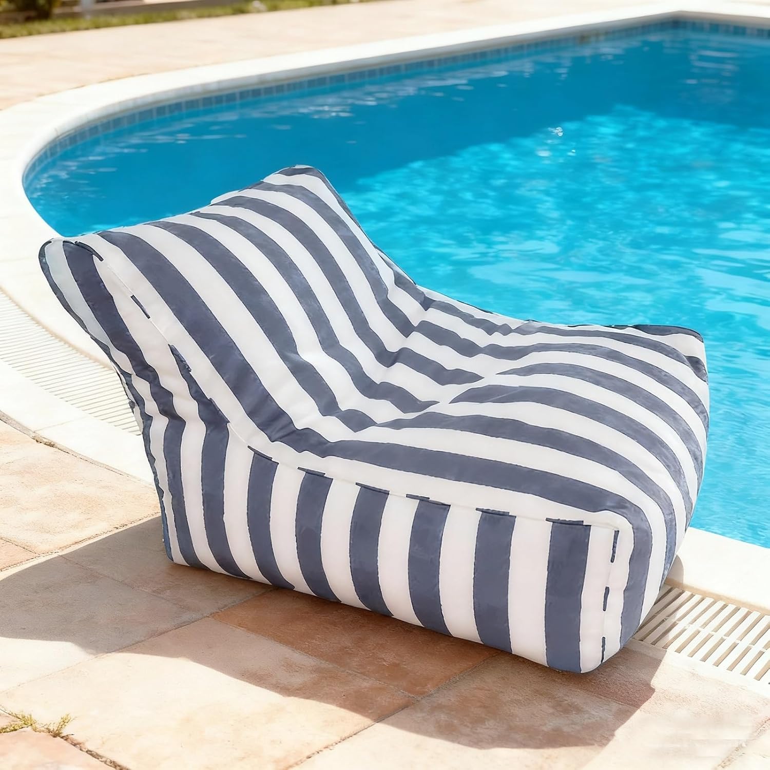 Kids Outdoor Bean Bag Chair - Waterproof Floating Bean Bag Cover Stripe