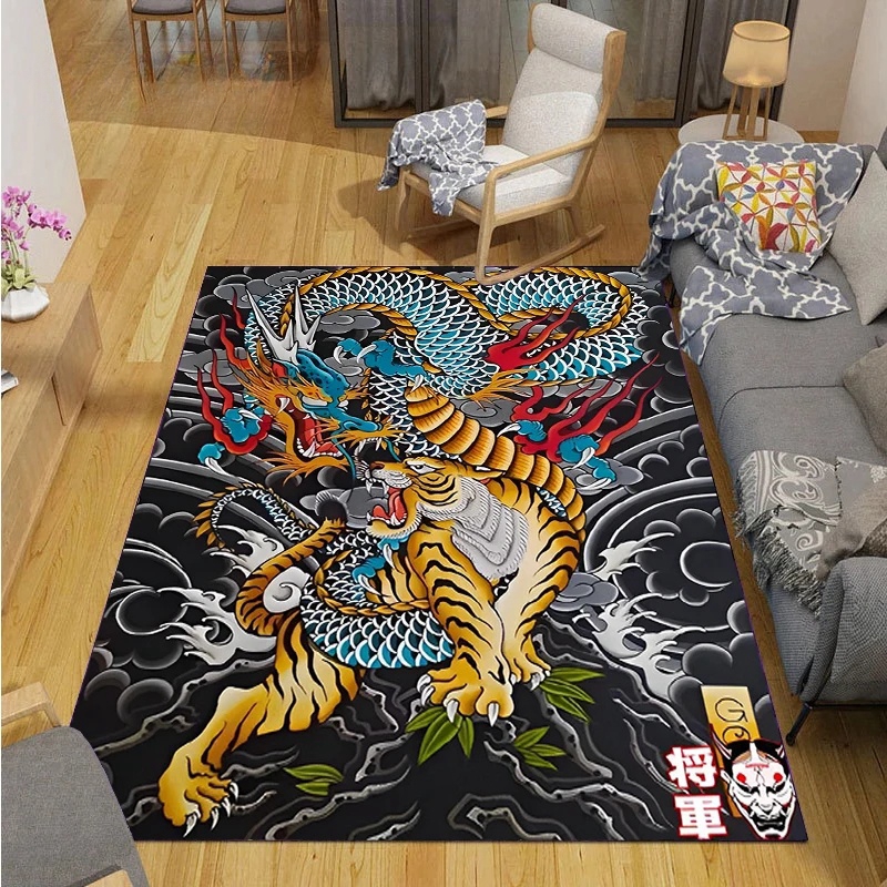 Kids Outdoor Table - Alfombra Dragon and Tiger Fight Carpet