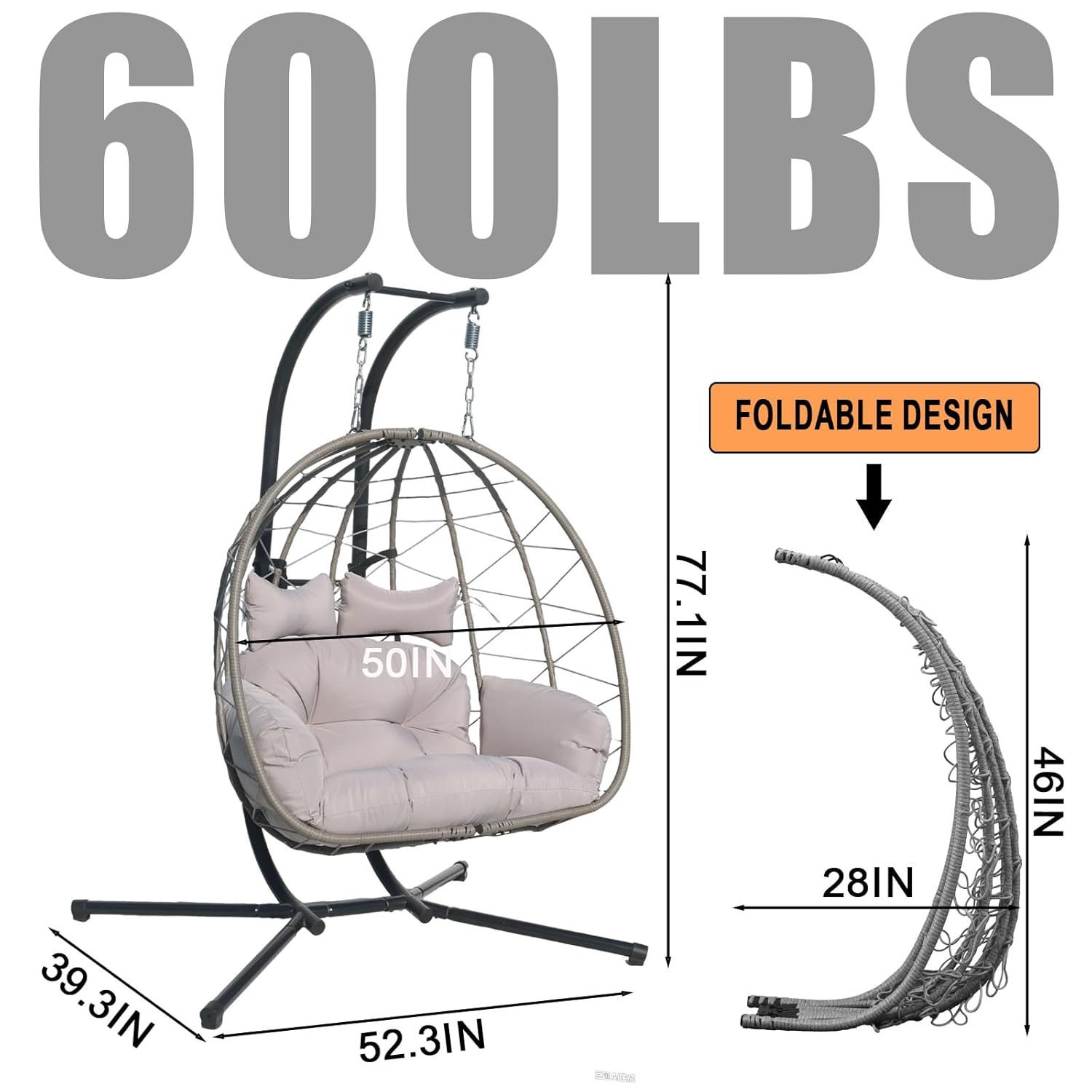 2-Person Wicker Double Hammock - Kids Outdoor Egg Chair reseña y precio