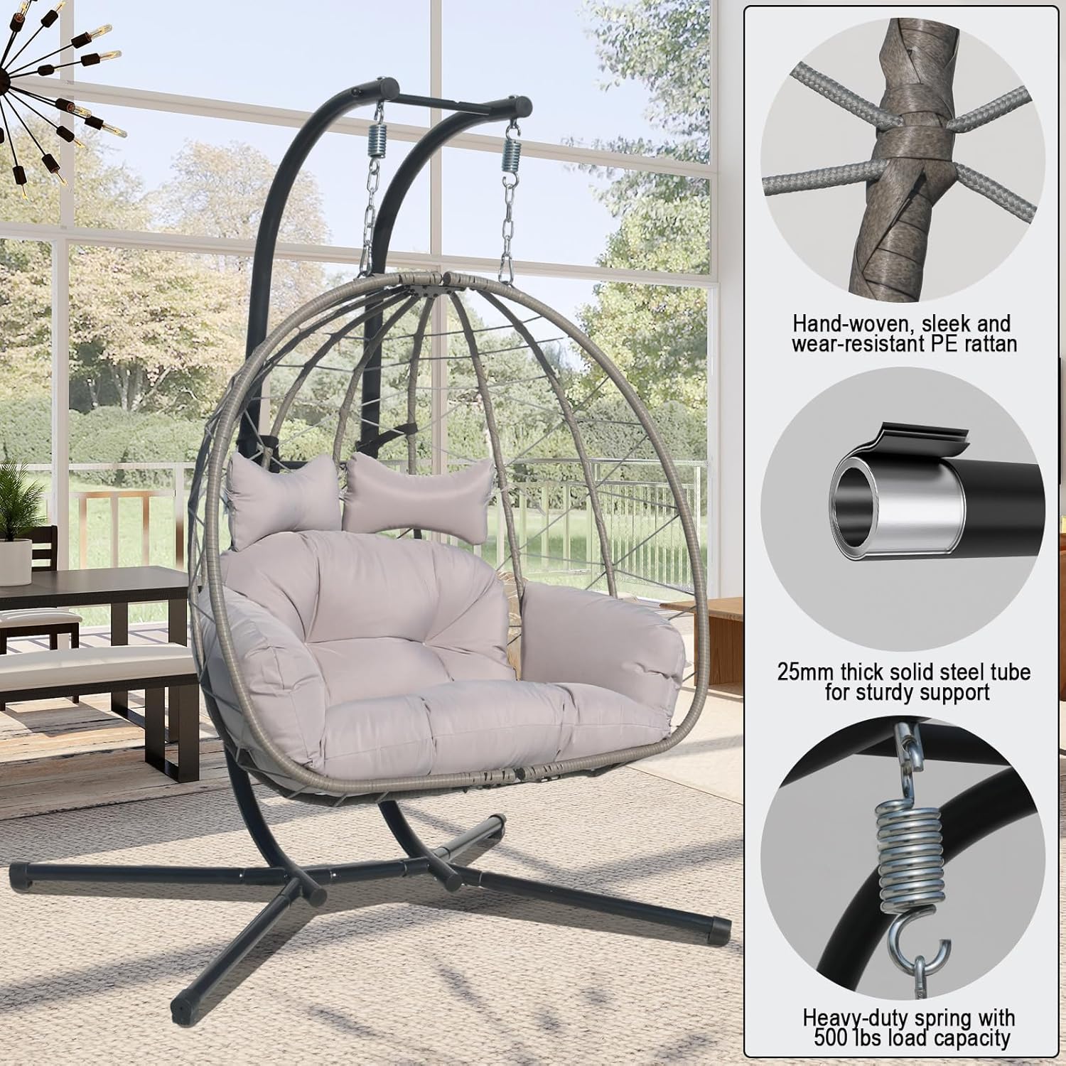 2-Person Wicker Double Hammock - Kids Outdoor Egg Chair reseña y precio
