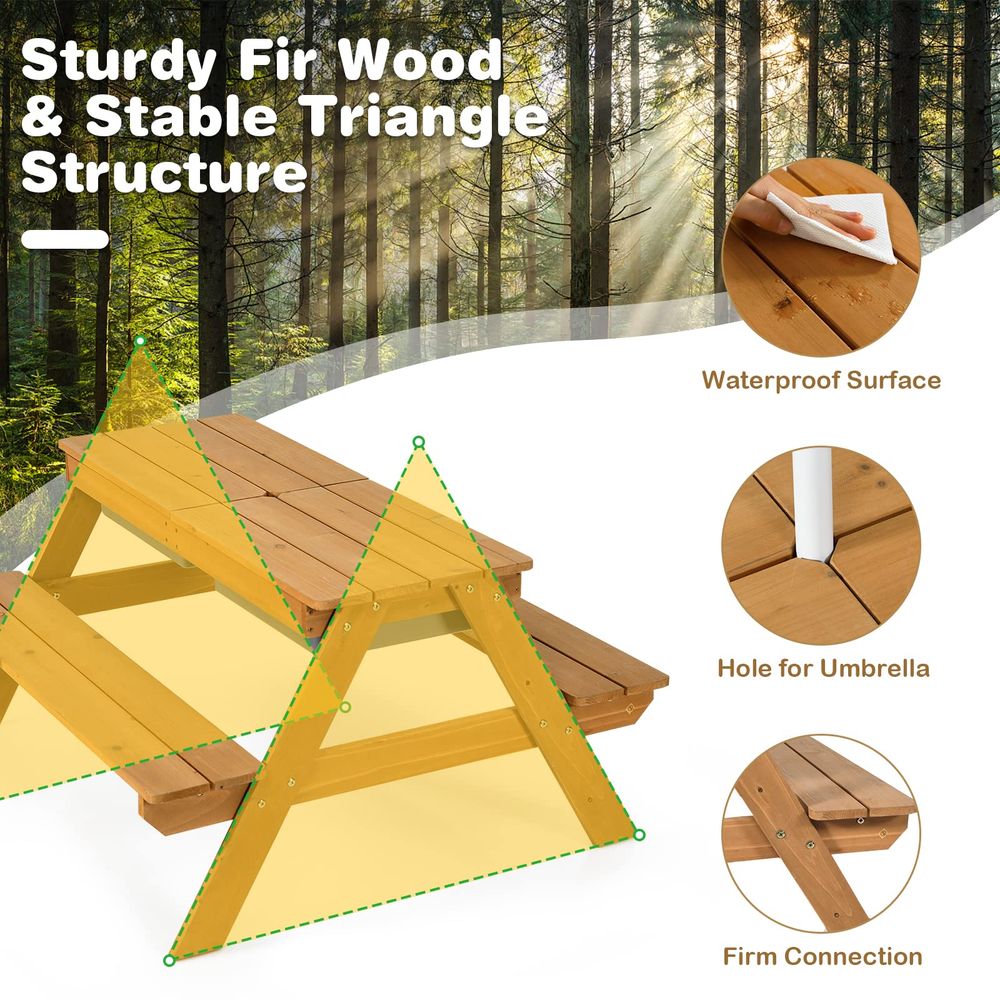 Kids Picnic Table, 4 in 1 Ceda - Kids Outdoor Table reseña y precio
