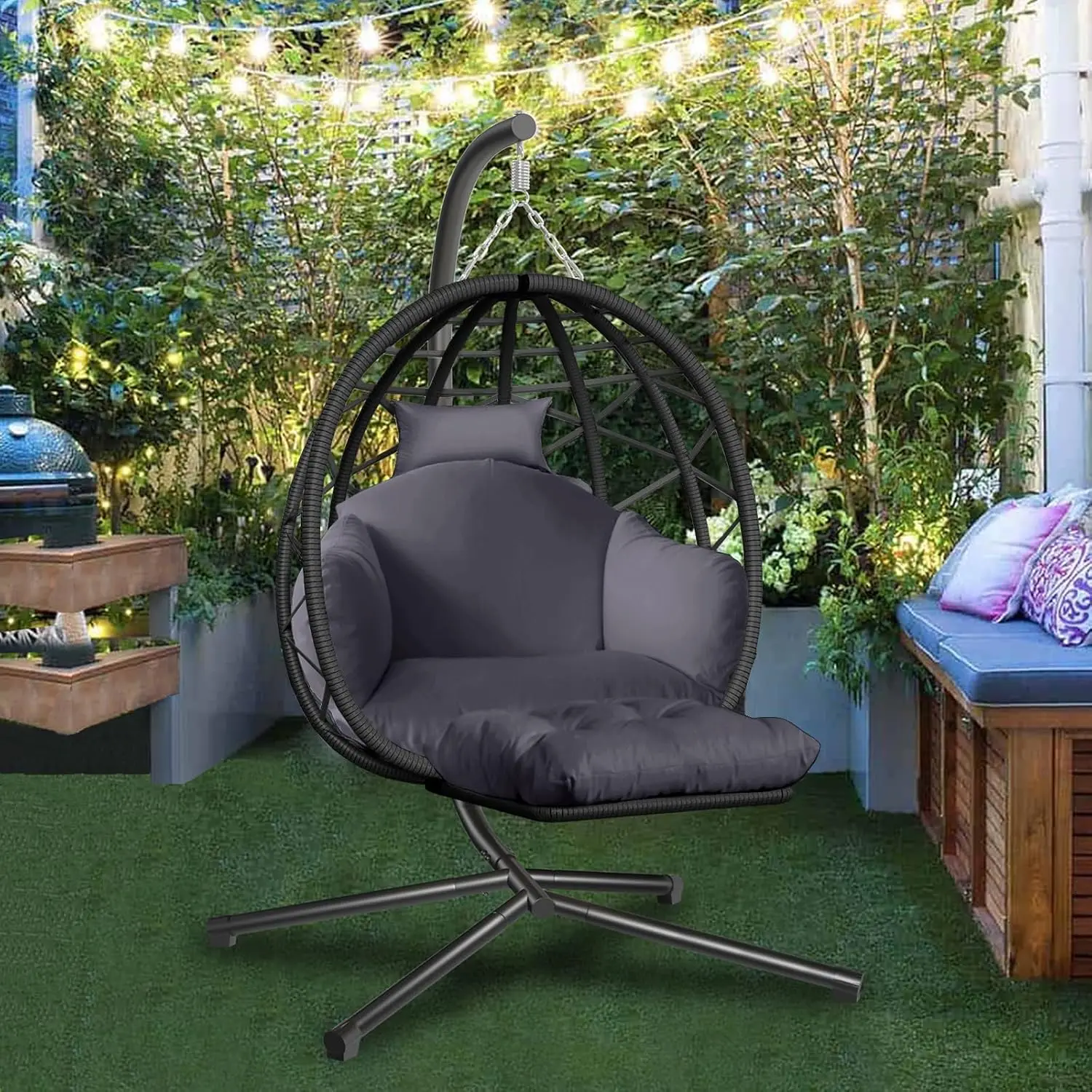 Hanging Egg Chair with Stand a - Kids Outdoor Egg Chair reseña y precio