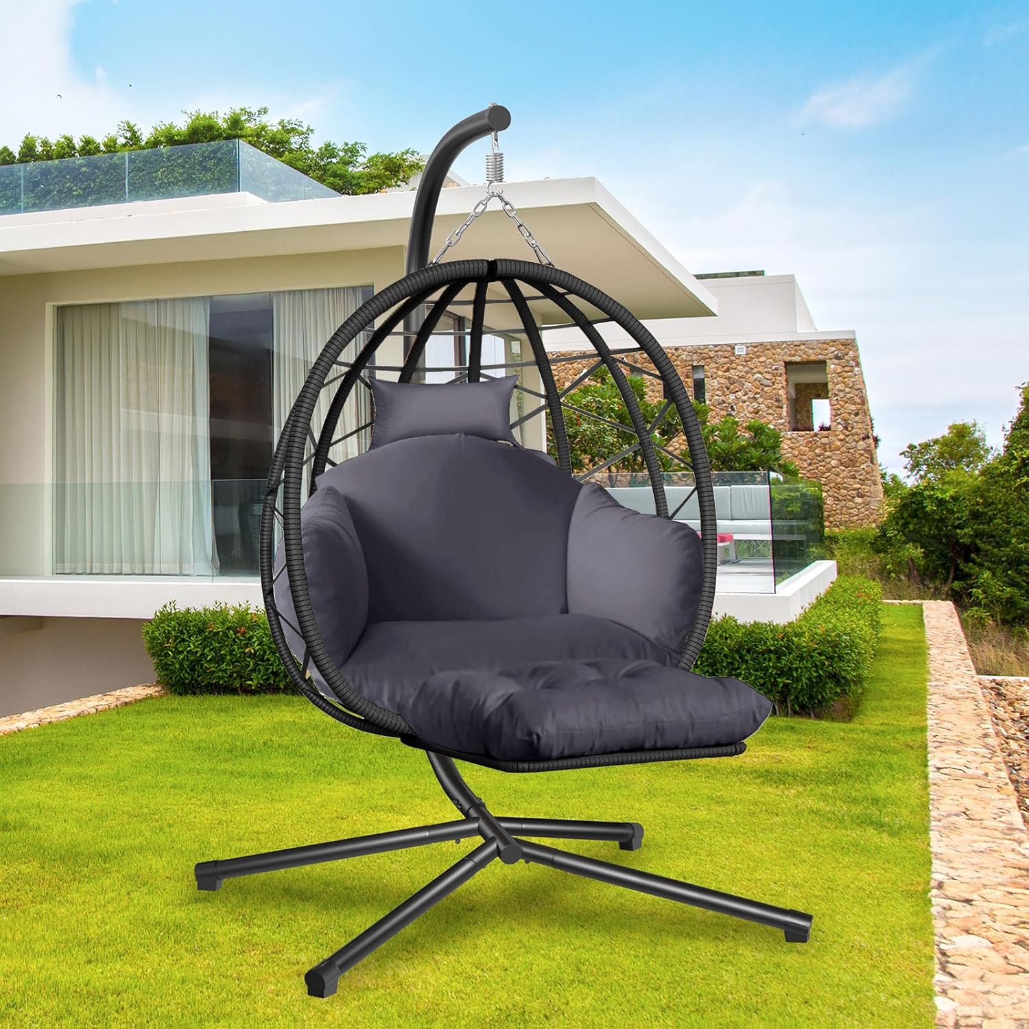 Hanging Egg Chair with Stand a - Kids Outdoor Egg Chair reseña y precio