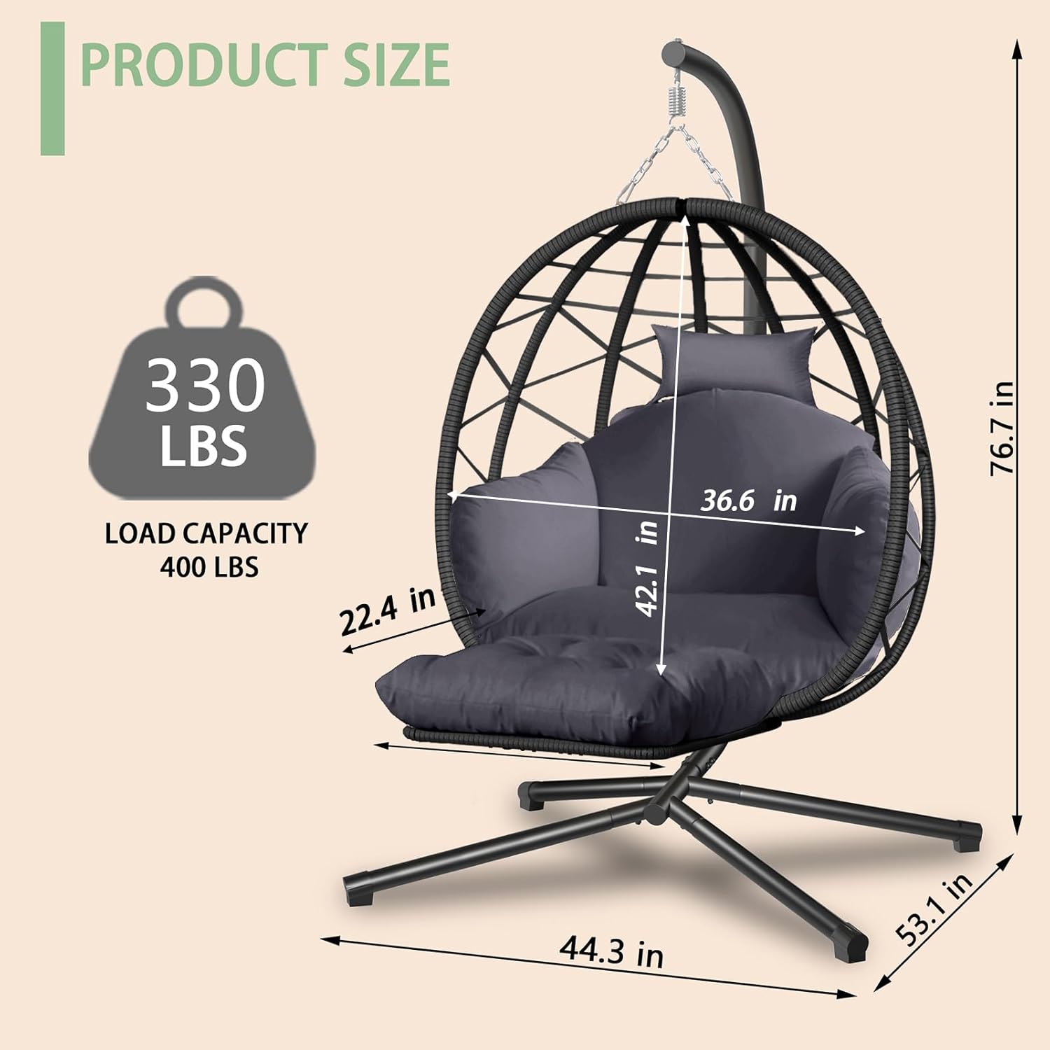 Hanging Egg Chair with Stand a - Kids Outdoor Egg Chair reseña y precio