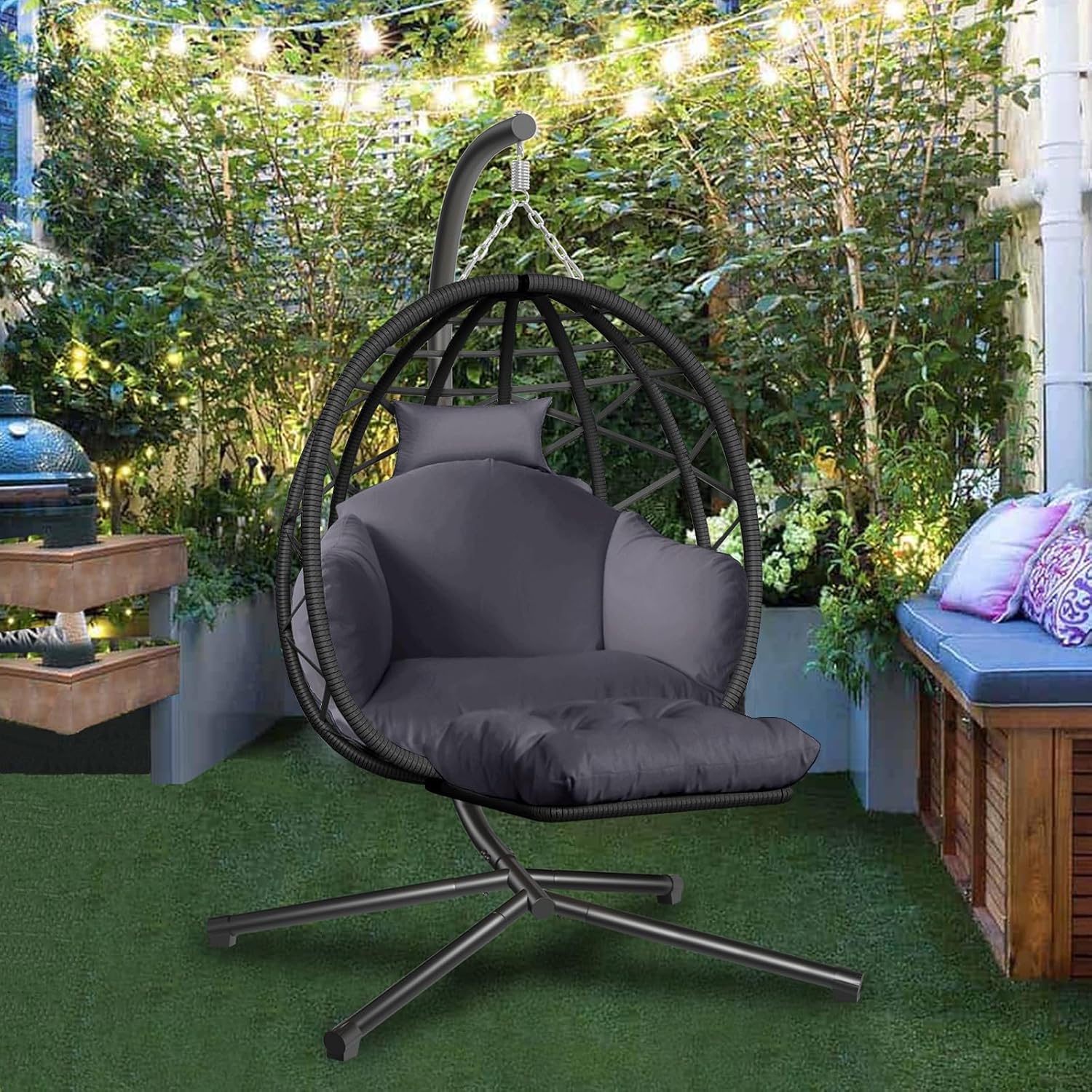 Hanging Egg Chair with Stand a - Kids Outdoor Egg Chair reseña y precio