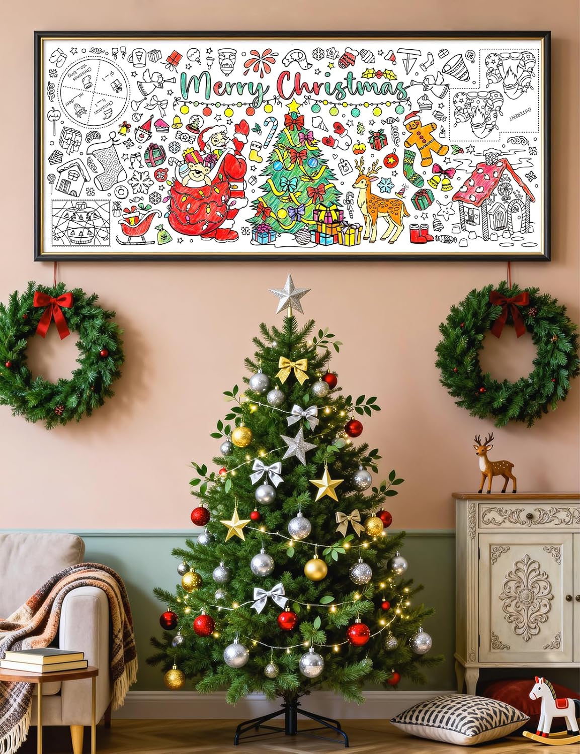 Christmas Giant Coloring Poste - Kids Outdoor Xmas Gifts reseña y precio